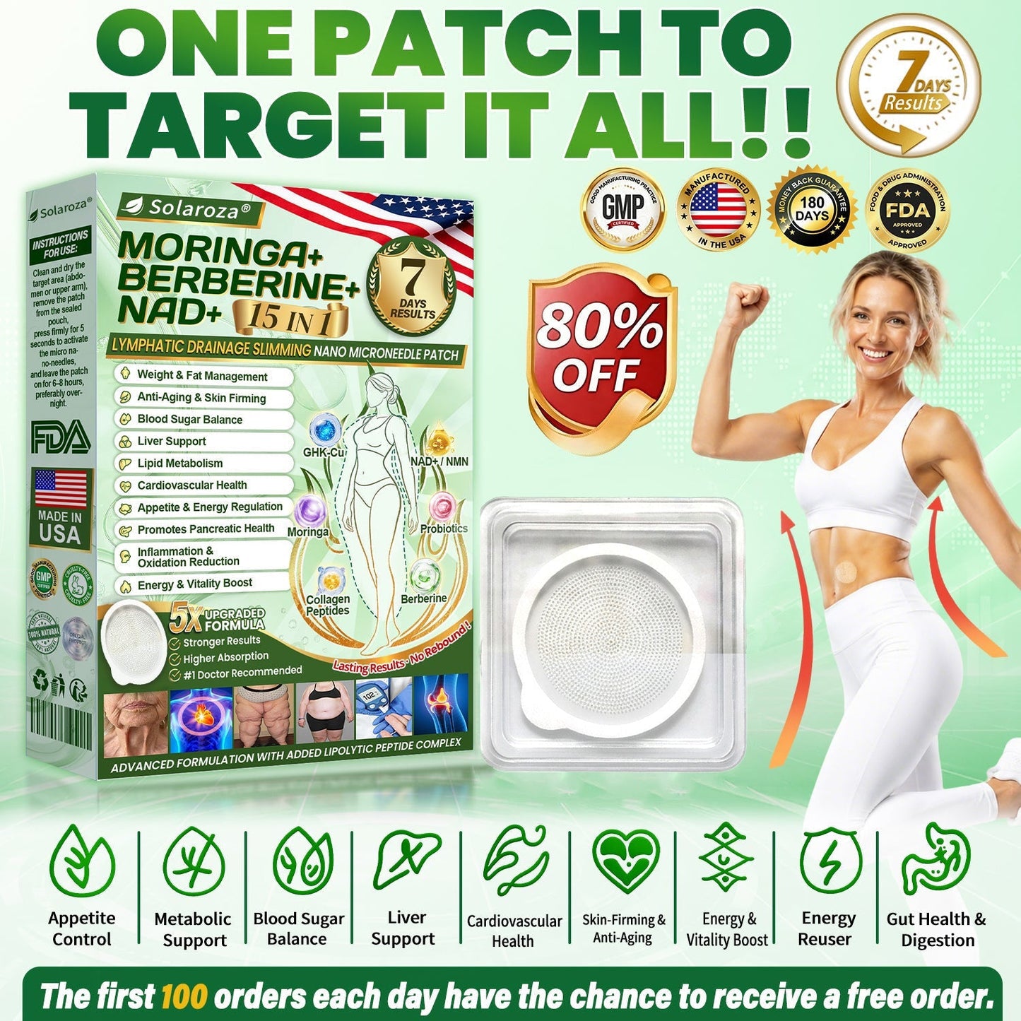FDA Registered & GMP Certified  | 🧑‍⚕️🩺 Solaroza® Moringa & Berberine 10-IN-1 Advanced NanoMicroneedle Patch |  Backed by Scientific Evidence |10-in-1 Formula | Results in 5 Days🌊