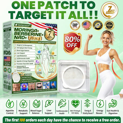 FDA Registered & GMP Certified  | 🧑‍⚕️🩺 Solaroza® Moringa & Berberine 10-IN-1 Advanced NanoMicroneedle Patch |  Backed by Scientific Evidence |10-in-1 Formula | Results in 5 Days🌊