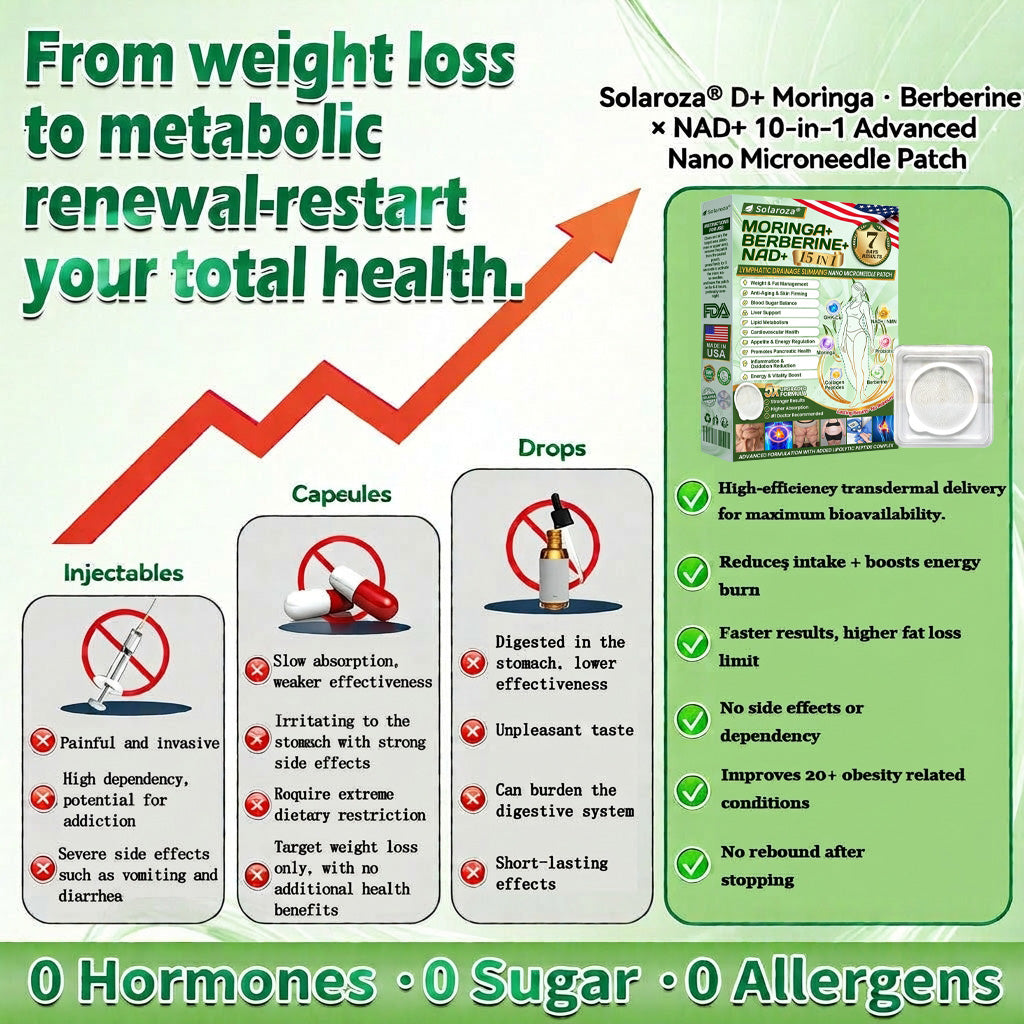 FDA Registered & GMP Certified  | 🧑‍⚕️🩺 Solaroza® Moringa & Berberine 10-IN-1 Advanced NanoMicroneedle Patch |  Backed by Scientific Evidence |10-in-1 Formula | Results in 5 Days🌊